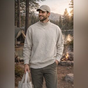 Abercrombie & Fitch Soft A&F Men’s High Neck Crew Sweatshirt Tan Size XXL